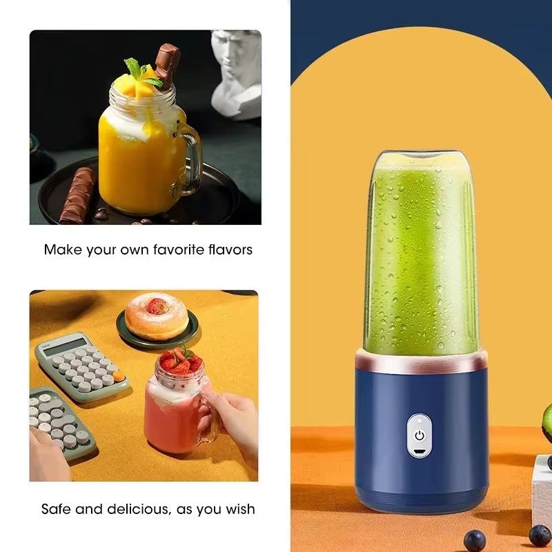 Portable Fruit Juice Blenders Summer Personal Electric Mini Bottle Home USB 6 Blades Juicer Cup Machine for Kitchen